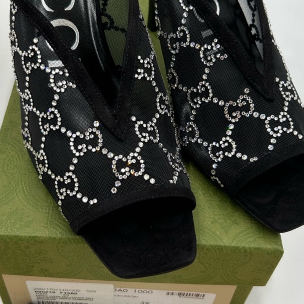Women's Gucci GG CRYSTAL EMBELLISHED MIKES . Size 39 (US 9) - Picture 6 of 11